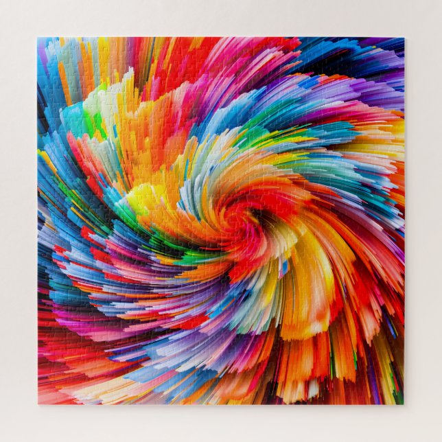 Rainbow Abstract Vibrant Swirl Modern Jigsaw Puzzle (Vertical)
