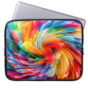 Rainbow Abstract Vibrant Swirl Modern Laptop Sleeve