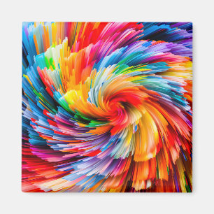 Rainbow Abstract Vibrant Swirl Modern Magnet