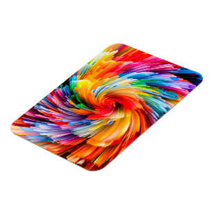 Rainbow Abstract Vibrant Swirl Modern Magnet