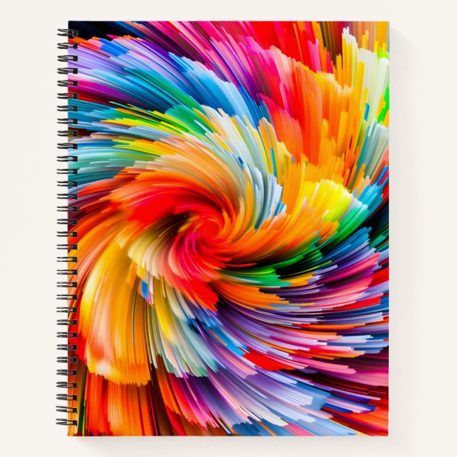 Rainbow Abstract Vibrant Swirl Modern Notebook (Front)