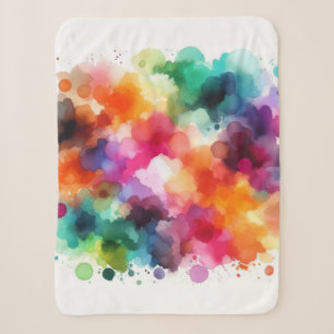 Rainbow: Abstract Watercolor Explosion Sherpa Blanket