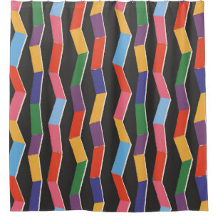 Rainbow abstract zig zag seamless pattern,hand pai shower curtain