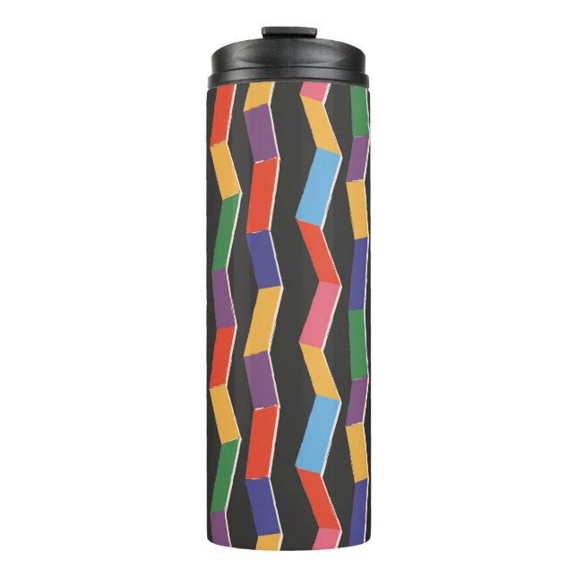 Rainbow abstract zig zag seamless pattern,hand pai thermal tumbler (Front)