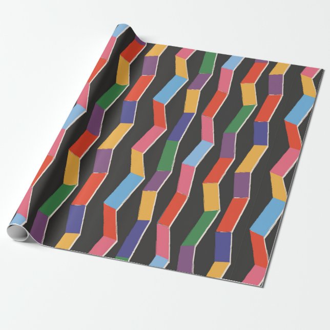 Rainbow abstract zig zag seamless pattern,hand pai wrapping paper (Unrolled)