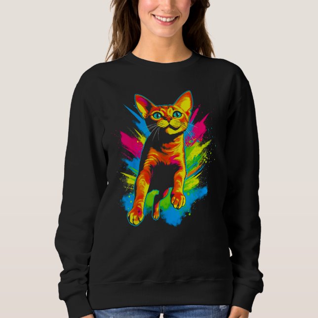 Rainbow Abyssinian Cat Sweatshirt (Front)