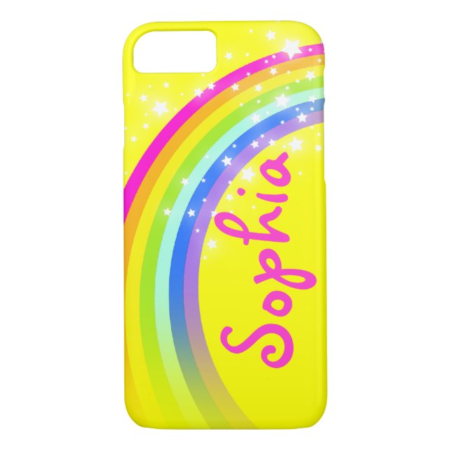 Rainbow add your own name yellow iphone case (Back)