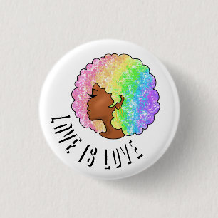 rainbow afro LGBTQ love is love pride black girl 3 Cm Round Badge