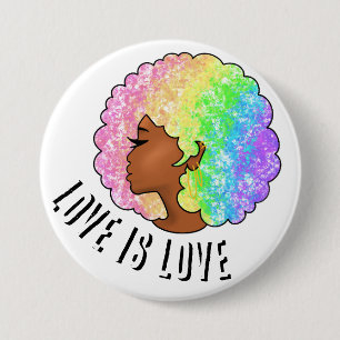 rainbow afro LGBTQ love is love pride black girl 7.5 Cm Round Badge
