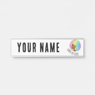 rainbow afro LGBTQ love is love pride black girl Door Sign