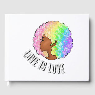 rainbow afro LGBTQ love is love pride black girl  Guest Book