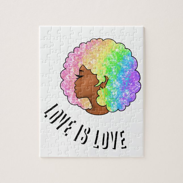 rainbow afro LGBTQ love is love pride black girl  Jigsaw Puzzle (Vertical)