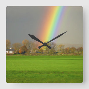 Rainbow after the storm clock! square wall clock