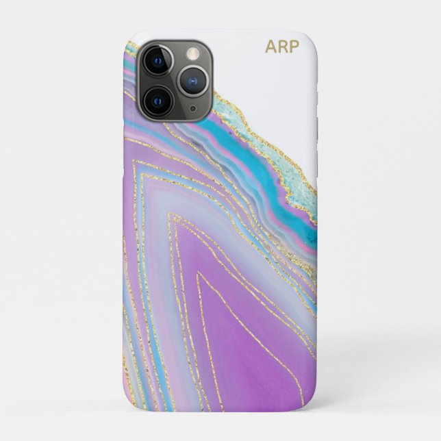 *~* Rainbow Agate Gold Glitter Veins Pastel Case-Mate iPhone Case (Back)