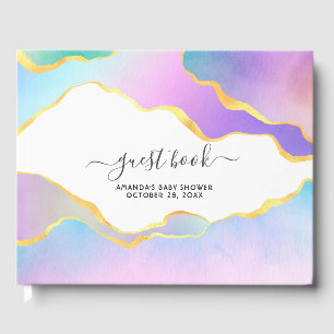 Rainbow Agate Stone Baby Shower Guest Book