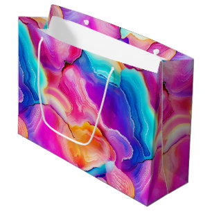 Rainbow Agate   Vibrant Abstract Stone Pattern Large Gift Bag