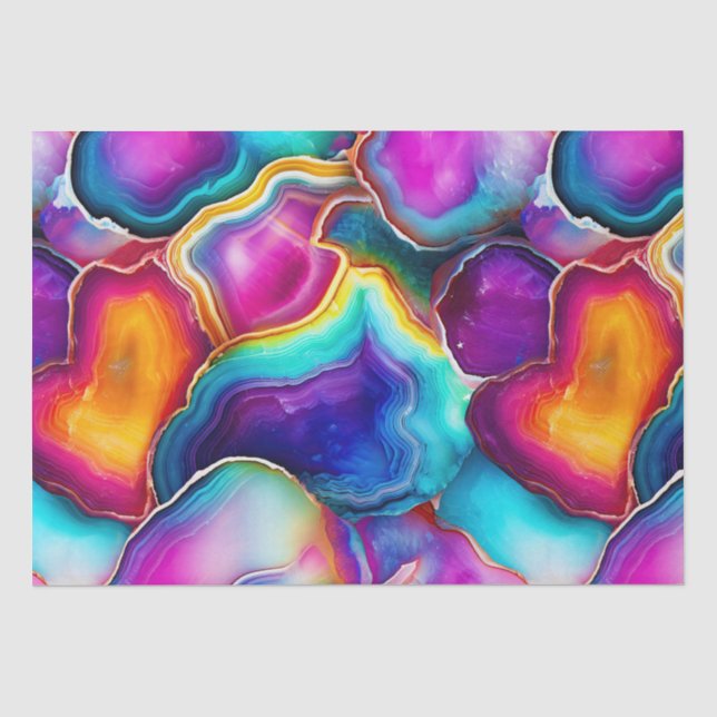 Rainbow Agate | Vibrant Abstract Stone Pattern Tissue Paper (Front)