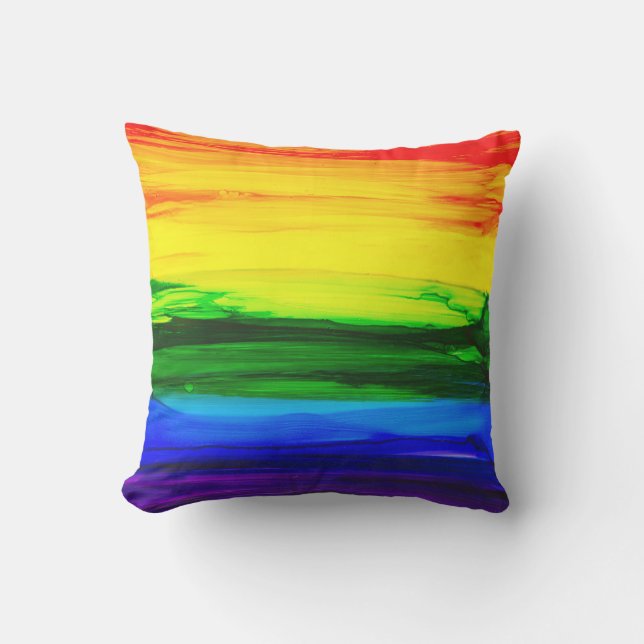 Rainbow Alcohol Ink Abstract Cushion (Front)