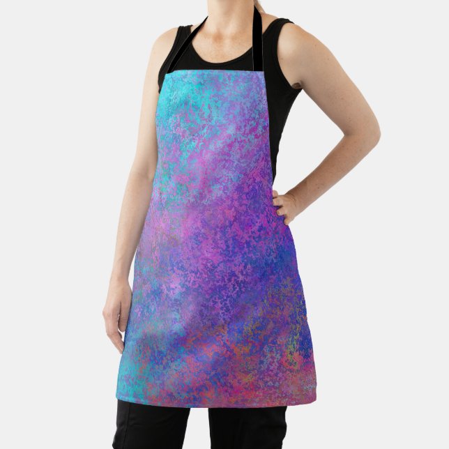 Rainbow Alcohol Ink, Bright Colourful Abstract Apron (Insitu)