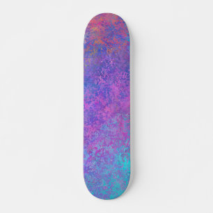 Rainbow Alcohol Ink, Bright Colourful Abstract Skateboard