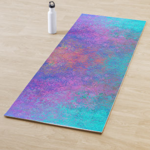 Rainbow Alcohol Ink, Bright Colourful Abstract Yoga Mat