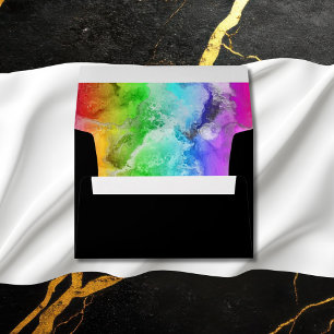 Rainbow Alcohol Ink Watercolor  Envelope
