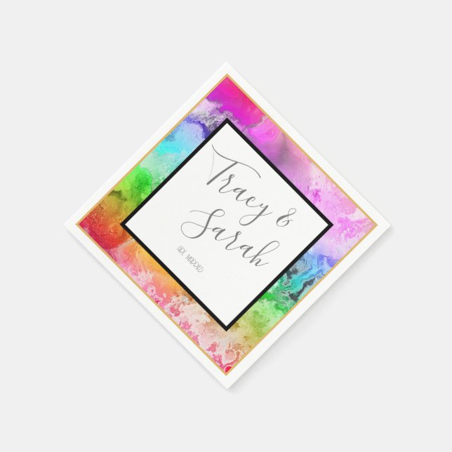 Rainbow Alcohol Ink Watercolor  Napkin (Corner)
