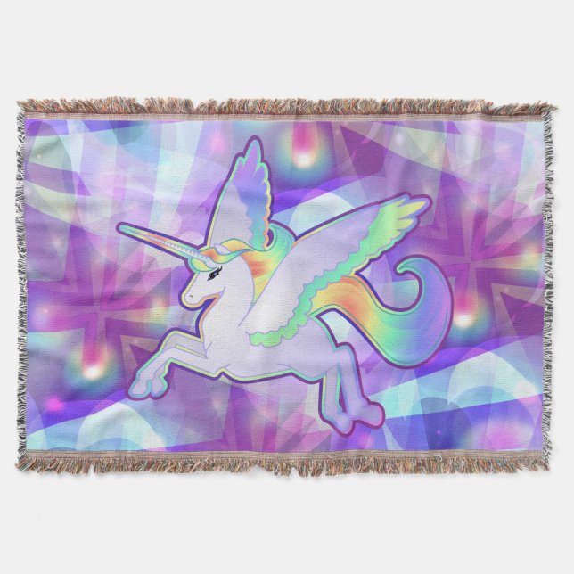 Rainbow Alicorn Throw Blanket (Front)
