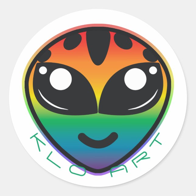 Rainbow Alien Round Sticker (Front)