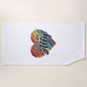 Rainbow Ally Heart Vector Shirt Design_1 Beach Towel