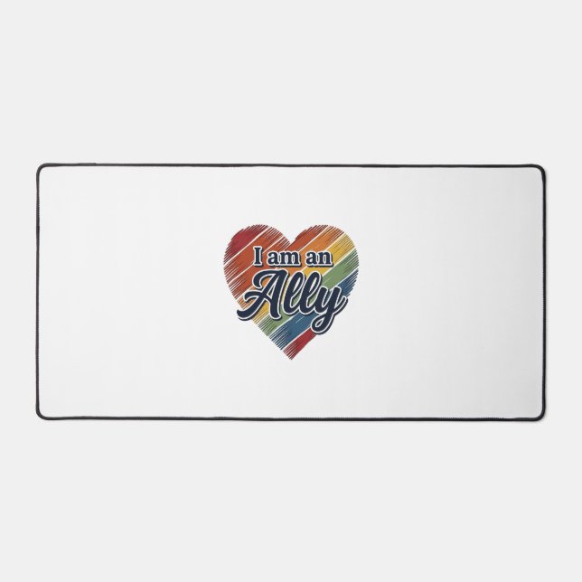 Rainbow Ally Heart Vector Shirt Design_1 Desk Mat (Front)