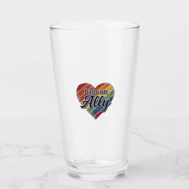 Rainbow Ally Heart Vector Shirt Design_1 Glass (Front)