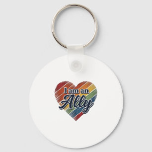 Rainbow Ally Heart Vector Shirt Design_1 Key Ring