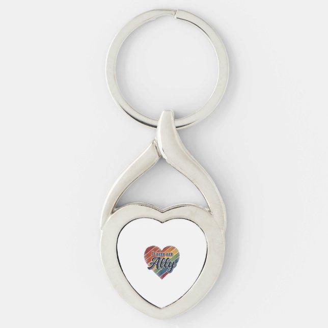 Rainbow Ally Heart Vector Shirt Design_1 Key Ring (Front)
