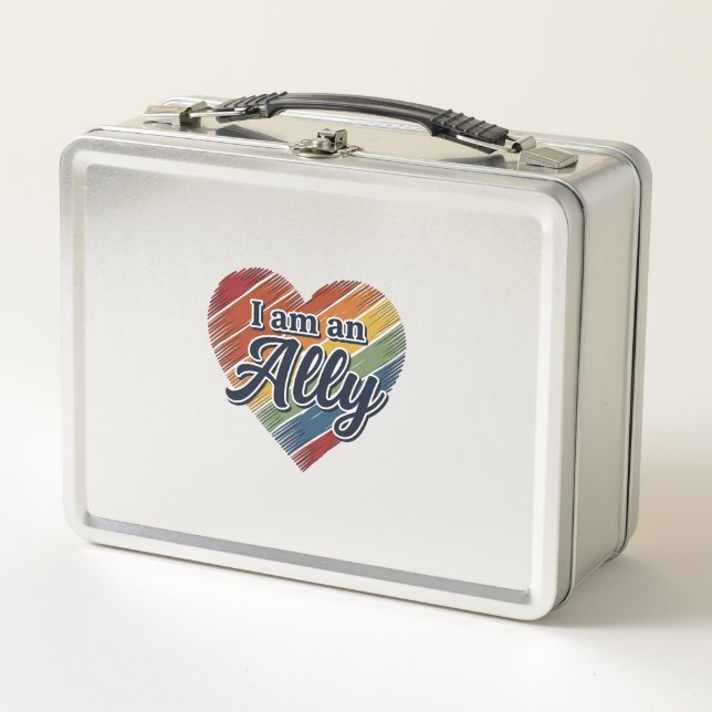 Rainbow Ally Heart Vector Shirt Design_1 Metal Lunch Box (Front)