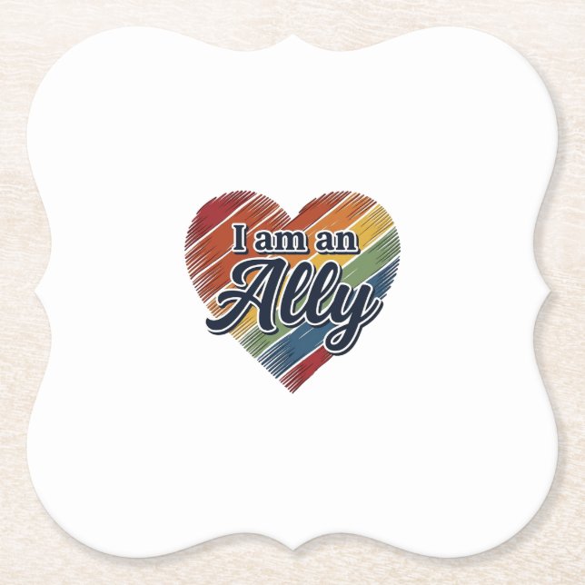 Rainbow Ally Heart Vector Shirt Design_1 Paper Coaster (Front)