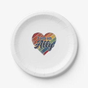 Rainbow Ally Heart Vector Shirt Design_1 Paper Plate