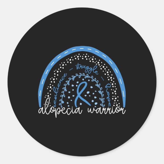 Rainbow Alopecia Warrior Classic Round Sticker (Front)