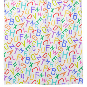 Rainbow Alphabet Letters Kids A-Z Shower Curtain