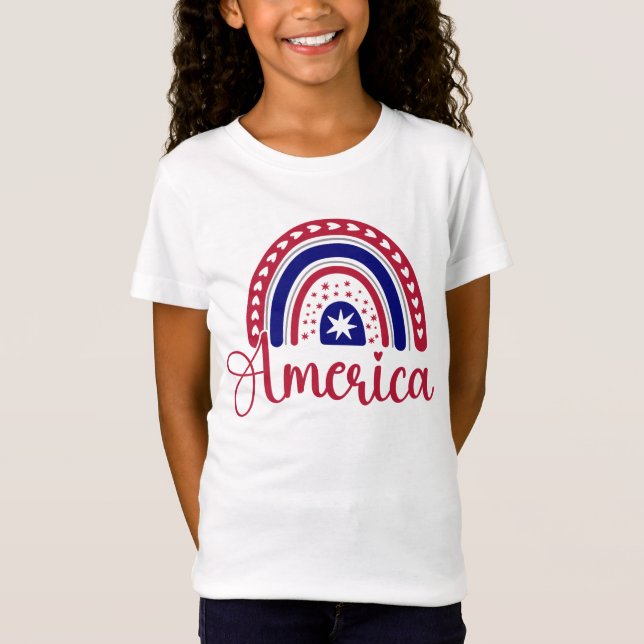 Rainbow America Girl  T-Shirt (Front)