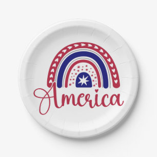 Rainbow America Paper Plate