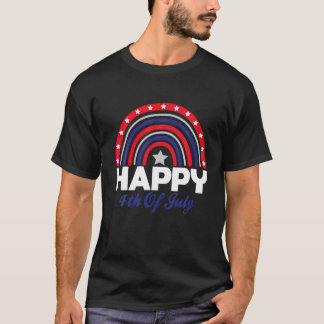 Rainbow American Flag 4Th Of July Teen Girls Kids T-Shirt