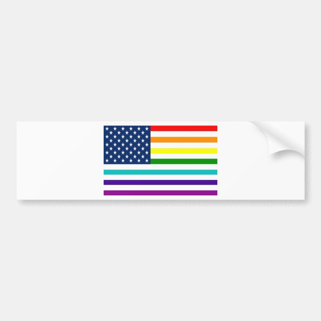 Rainbow American Flag Bumper Sticker (Front)