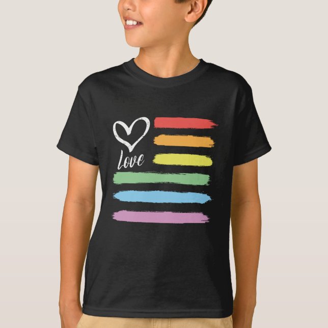 Rainbow American Flag LGBT T-Shirt (Front)