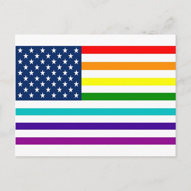 Rainbow American Flag Postcard (Front)