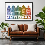 Rainbow Amsterdam Colourful Holland Houses Art Poster<br><div class="desc">Check out this colourful art,  hand made by me! Customise it with your own text or leave as is! Hope you like it! Check my shop for more.</div>