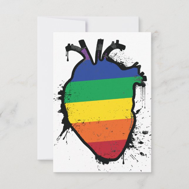 rainbow anatomical heart invitation (Front)