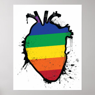 rainbow anatomical heart poster