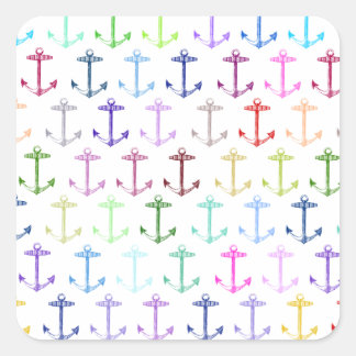 Rainbow anchor pattern square sticker