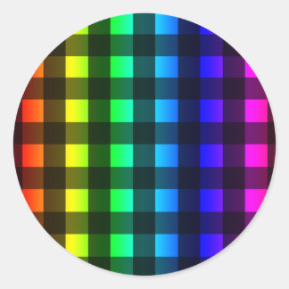 Rainbow and Black Buffalo Plaid Classic Round Sticker